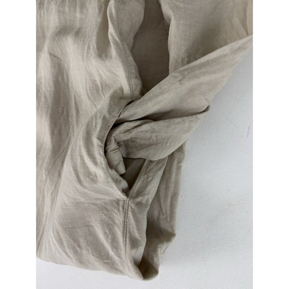 120% LINO Beige Long Sleeve Maxi Dress Lace Up Neckline Sz M - Picture 6 of 7